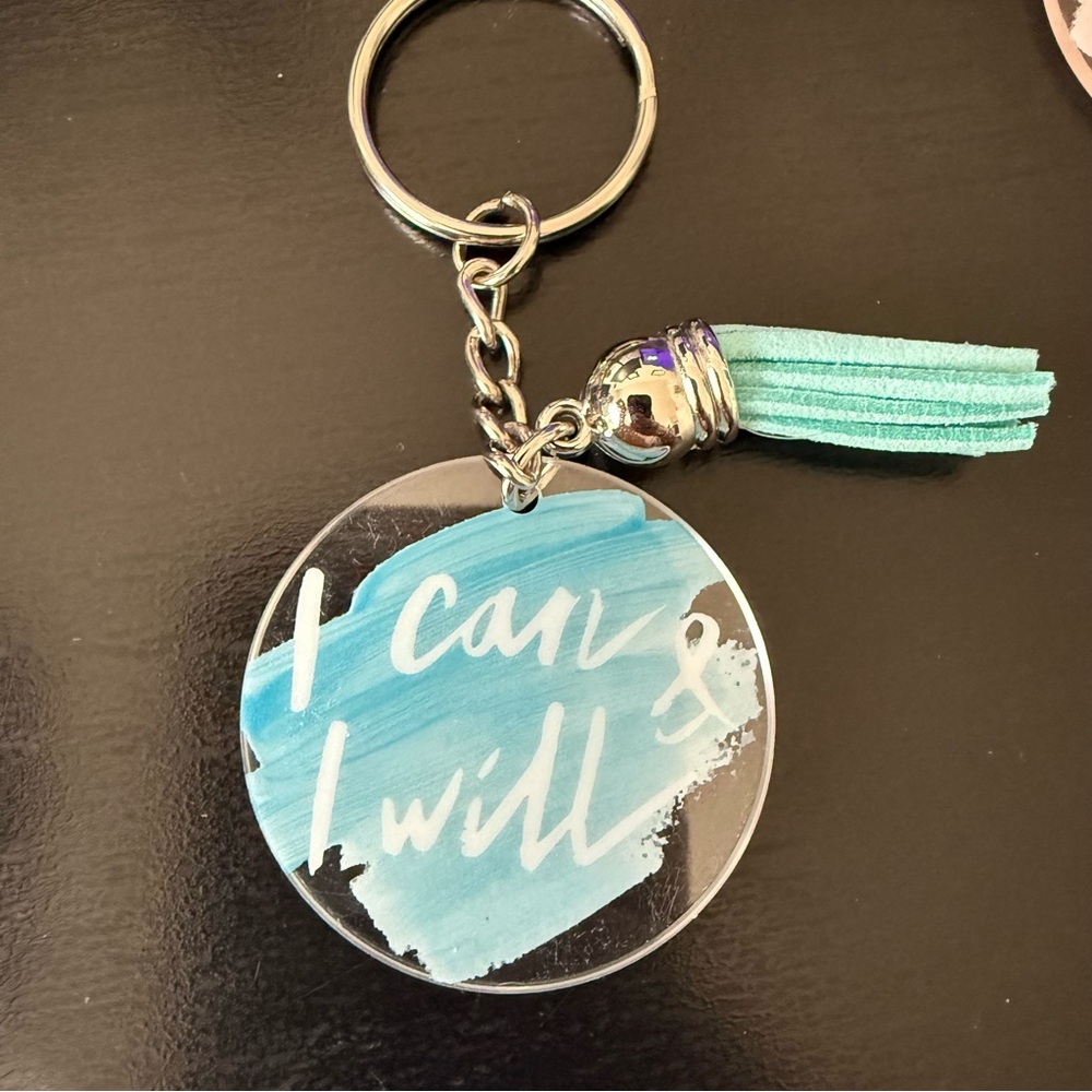 Inspirational Blue Keychain with Tassel